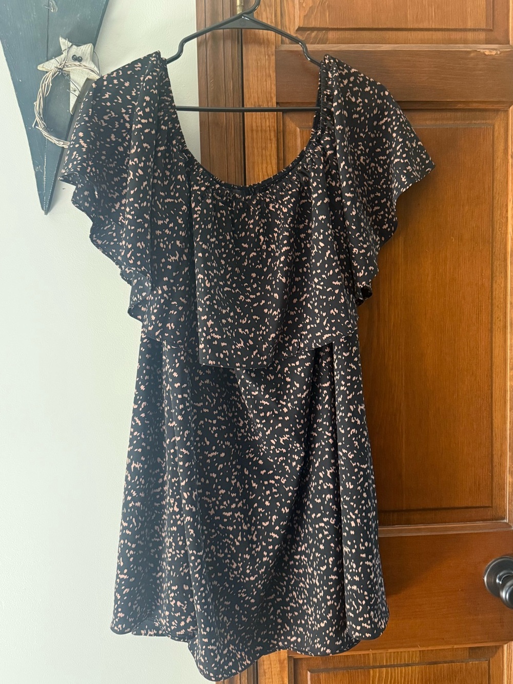 Lulu's Black Dress with Tan Spot Print